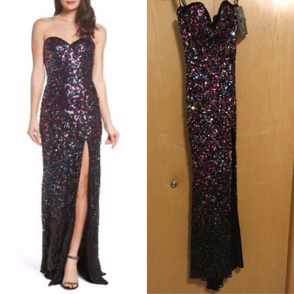MAC DUGGAL Strapless Sequin CONFETTI Bustier
